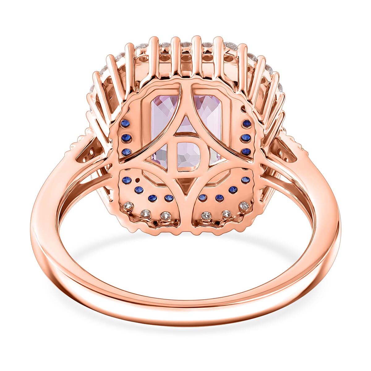 D'Joy Premium Martha Rocha Kunzite and Multi Gemstone 3.75 ctw Blush Mosaic Halo Ring in 18K Vermeil Rose Gold Over Sterling Silver (Size  10.0)