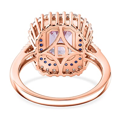 D'Joy Premium Martha Rocha Kunzite and Multi Gemstone 3.75 ctw Blush Mosaic Halo Ring in 18K Vermeil Rose Gold Over Sterling Silver (Size  10.0)