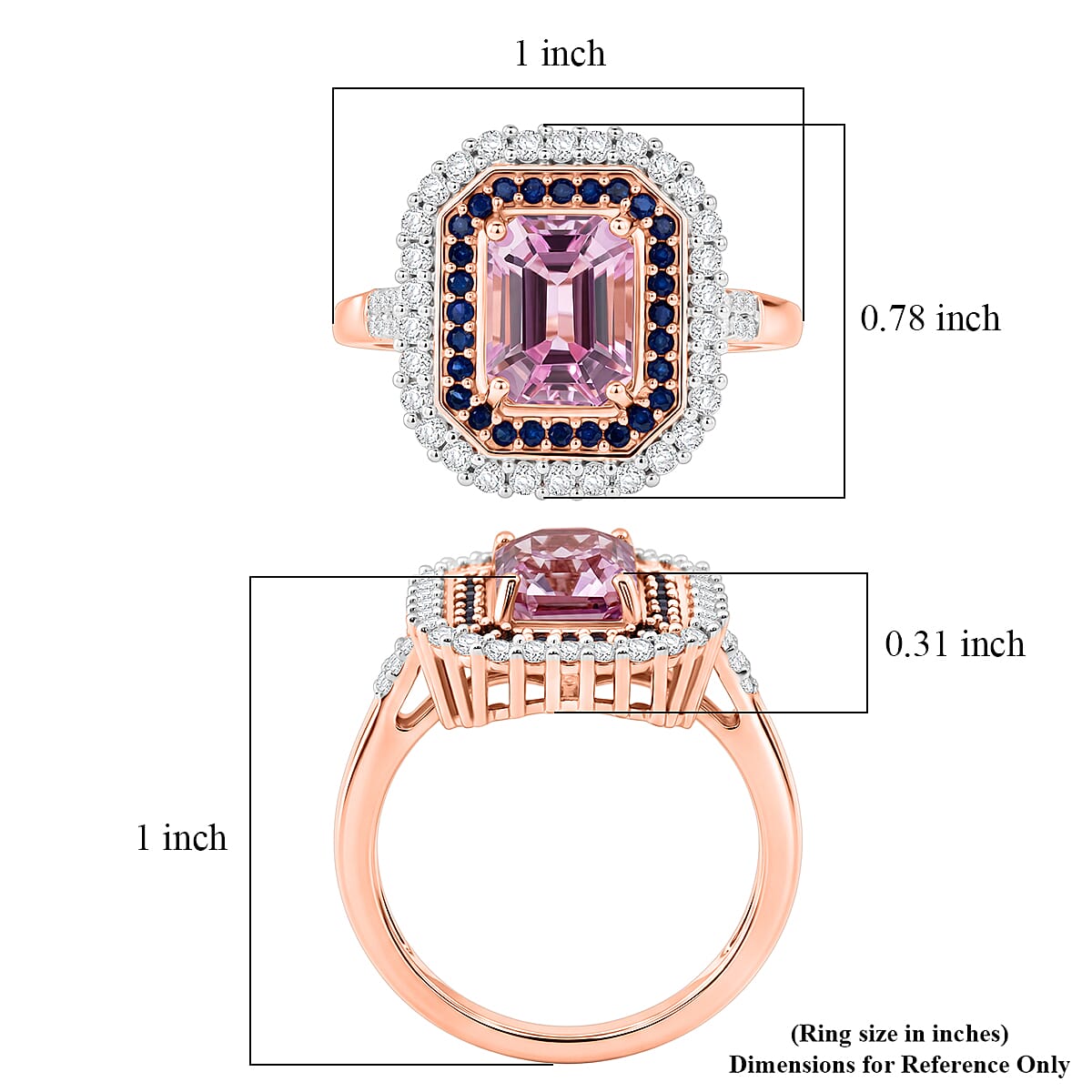 D'Joy Premium Martha Rocha Kunzite and Multi Gemstone 3.75 ctw Blush Mosaic Halo Ring in 18K Vermeil Rose Gold Over Sterling Silver (Size  10.0)