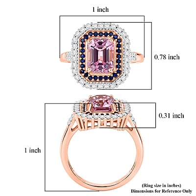 D'Joy Premium Martha Rocha Kunzite and Multi Gemstone 3.75 ctw Blush Mosaic Halo Ring in 18K Vermeil Rose Gold Over Sterling Silver (Size  10.0)
