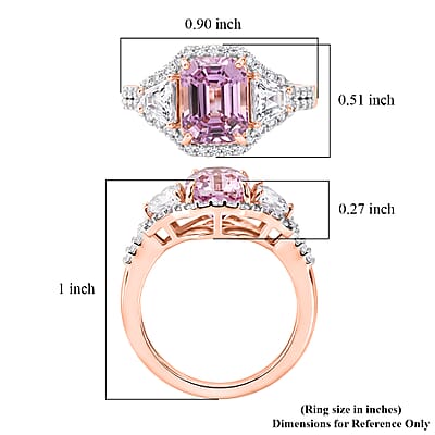 D'Joy Premium Martha Rocha Kunzite and Moissanite 4.25 ctw Classic Blush Halo Ring in 18K Vermeil Rose Gold Over Sterling Silver (Size  10.0)