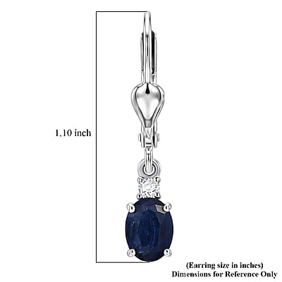 Premium Kashmir Kyanite and Luxuriant Lab Grown Diamond G-H SI 1.30 ctw Royal Pear Spark Earrings in Rhodium Over Sterling Silver