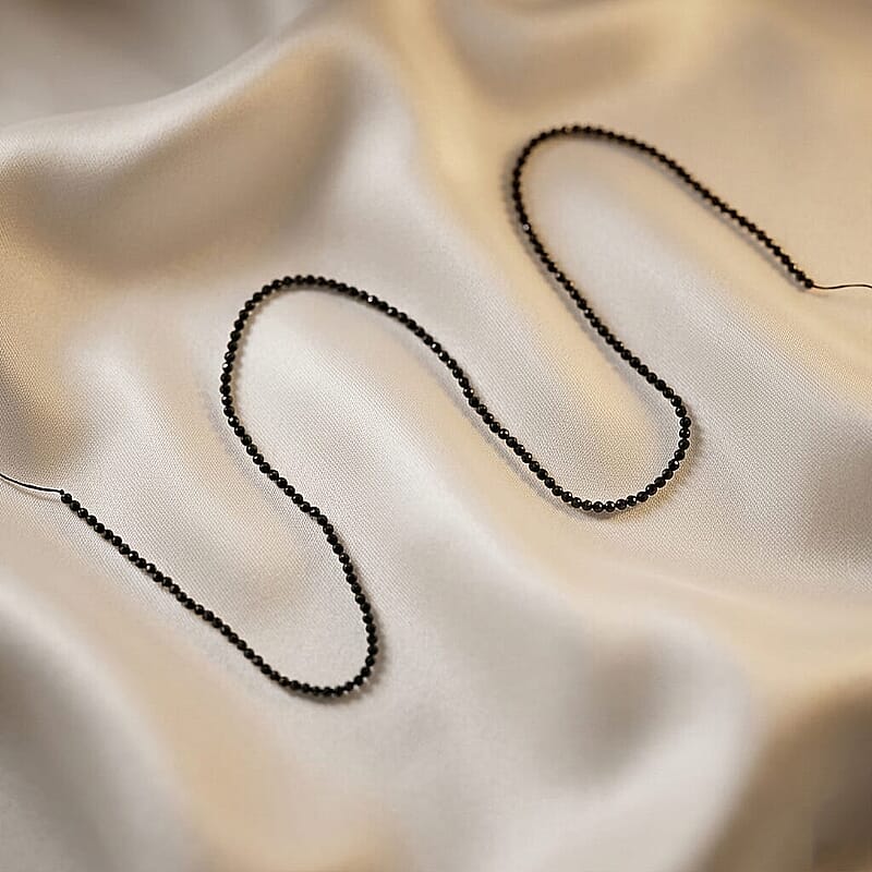 GCS Black Spinel 18.15 ctw Round Beaded Strand (15.5 Inches)