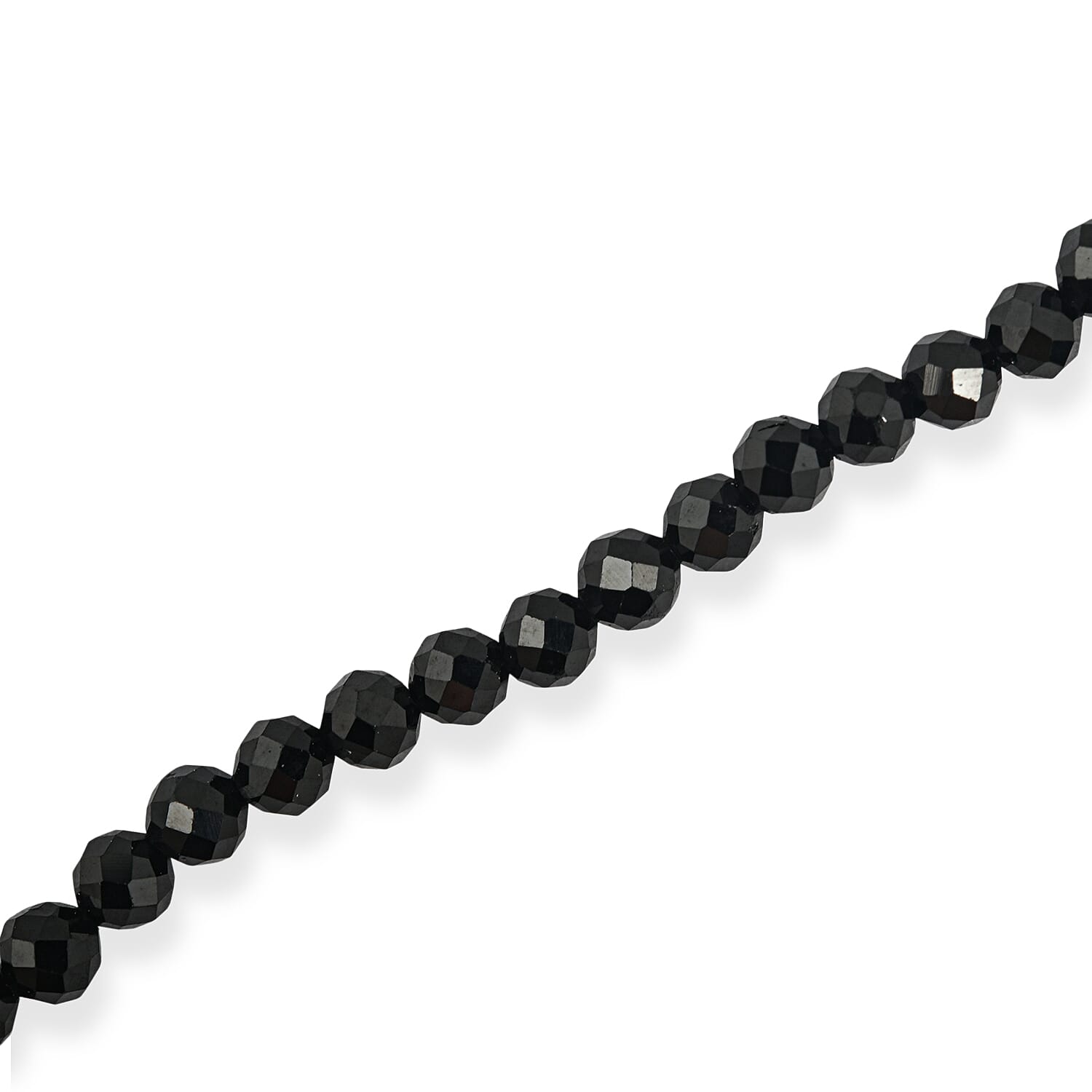 GCS Black Spinel Round Beaded Strand (15.5 Inches) 18.15 ctw