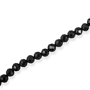 GCS Black Spinel Round Beaded Strand (15.5 Inches) 18.15 ctw