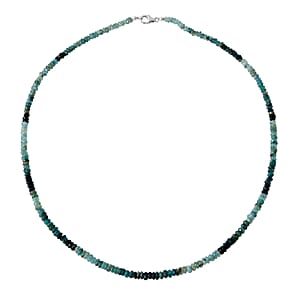 Grandidierite 75.00 ctw Beaded Necklace in Rhodium Over Sterling Silver (20 Inches)