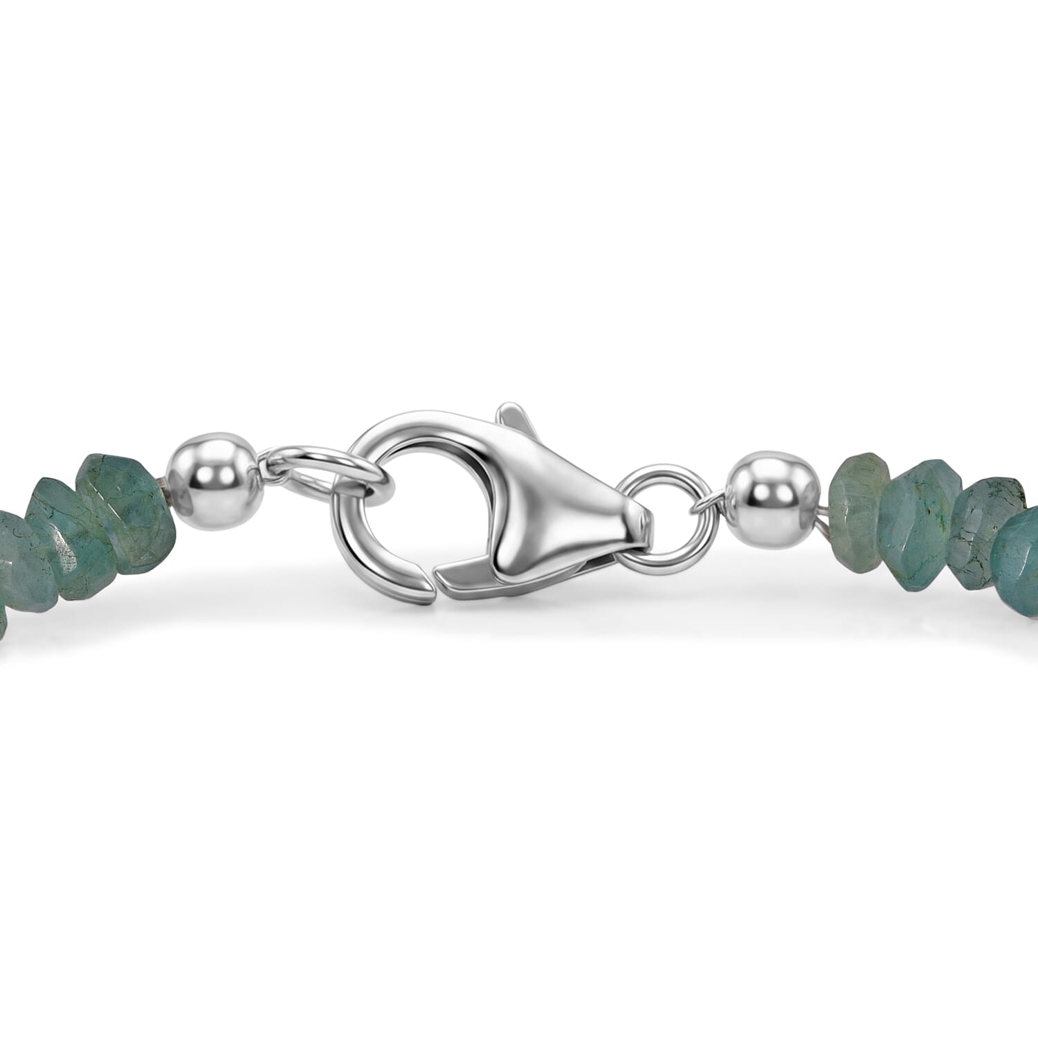 Grandidierite 75.00 ctw Beaded Necklace in Rhodium Over Sterling Silver (20 Inches)