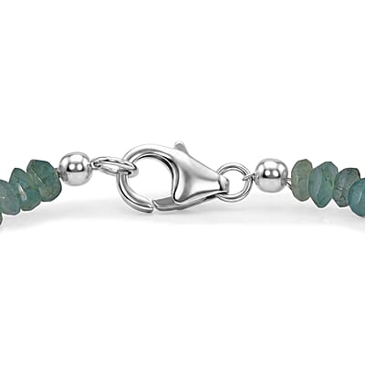 Grandidierite 75.00 ctw Beaded Necklace in Rhodium Over Sterling Silver (20 Inches)