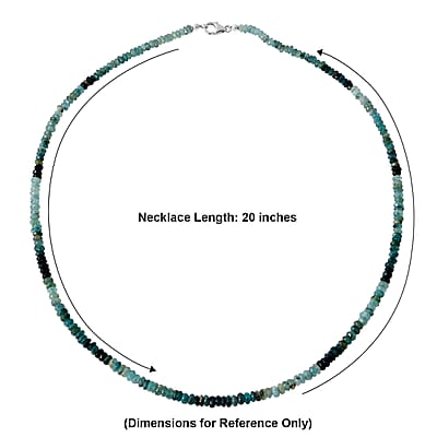 Grandidierite 75.00 ctw Beaded Necklace in Rhodium Over Sterling Silver (20 Inches)