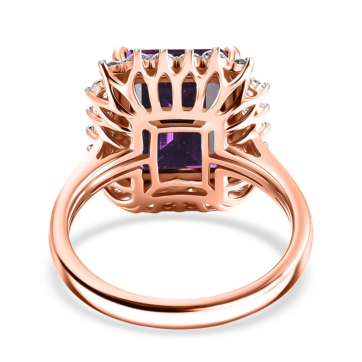 D'Joy Lab Grown Color Change Sapphire and Moissanite 9.25 ctw Ring in 18K Vermeil Rose Gold Over Sterling Silver (Size 4.0)