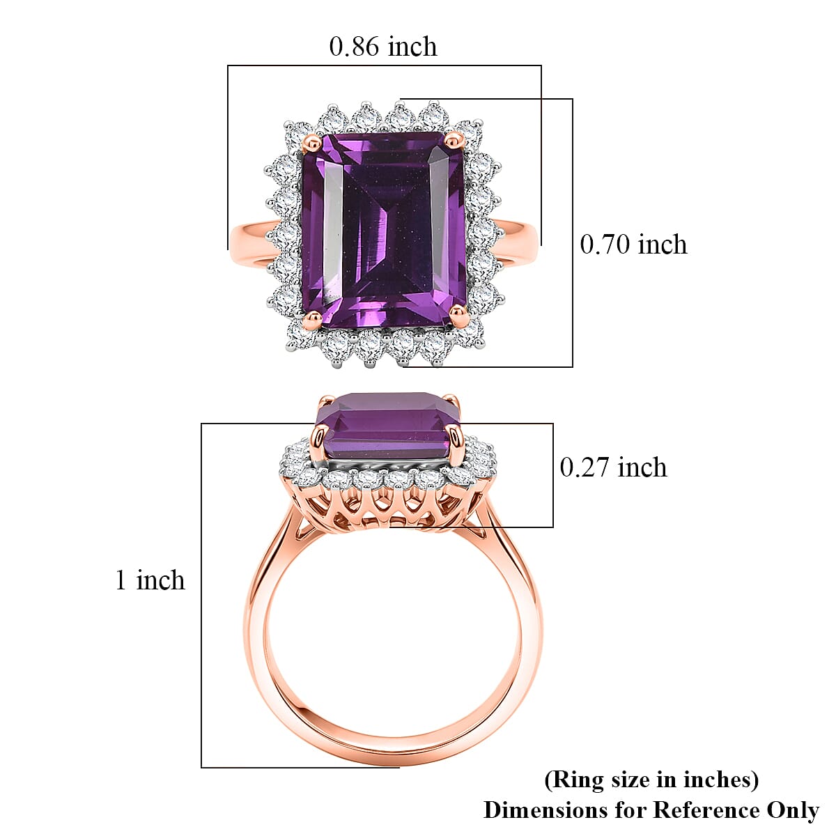 D'Joy Lab Grown Color Change Sapphire and Moissanite 9.25 ctw Ring in 18K Vermeil Rose Gold Over Sterling Silver (Size 4.0)