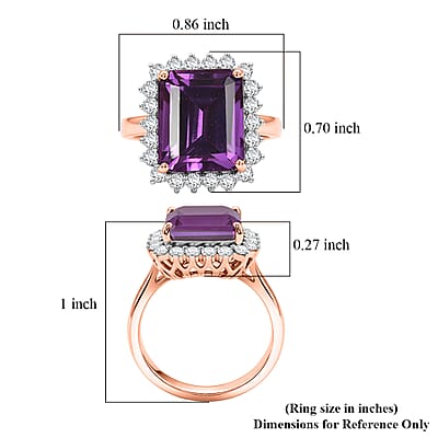 D'Joy Lab Grown Color Change Sapphire and Moissanite 9.25 ctw Ring in 18K Vermeil Rose Gold Over Sterling Silver (Size 4.0)