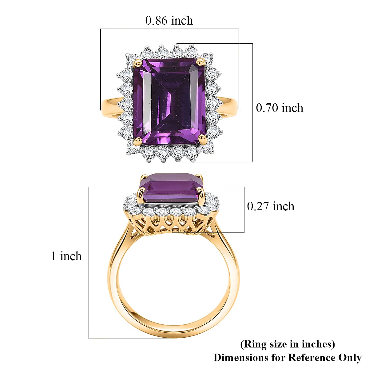D'Joy Lab Grown Color Change Sapphire and Moissanite 9.25 ctw Ring in 18K Vermeil Yellow Gold Over Sterling Silver (Size 11.5) image number 5
