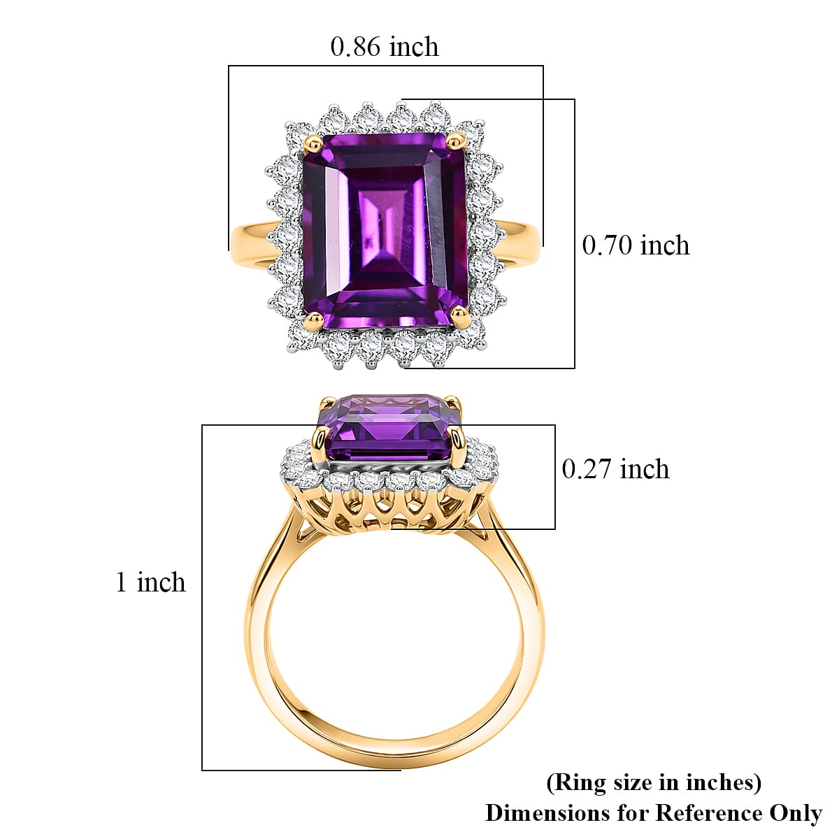 D'Joy Lab Grown Color Change Sapphire and Moissanite 9.25 ctw Ring in 18K Vermeil Yellow Gold Over Sterling Silver (Size 7.0) image number 5