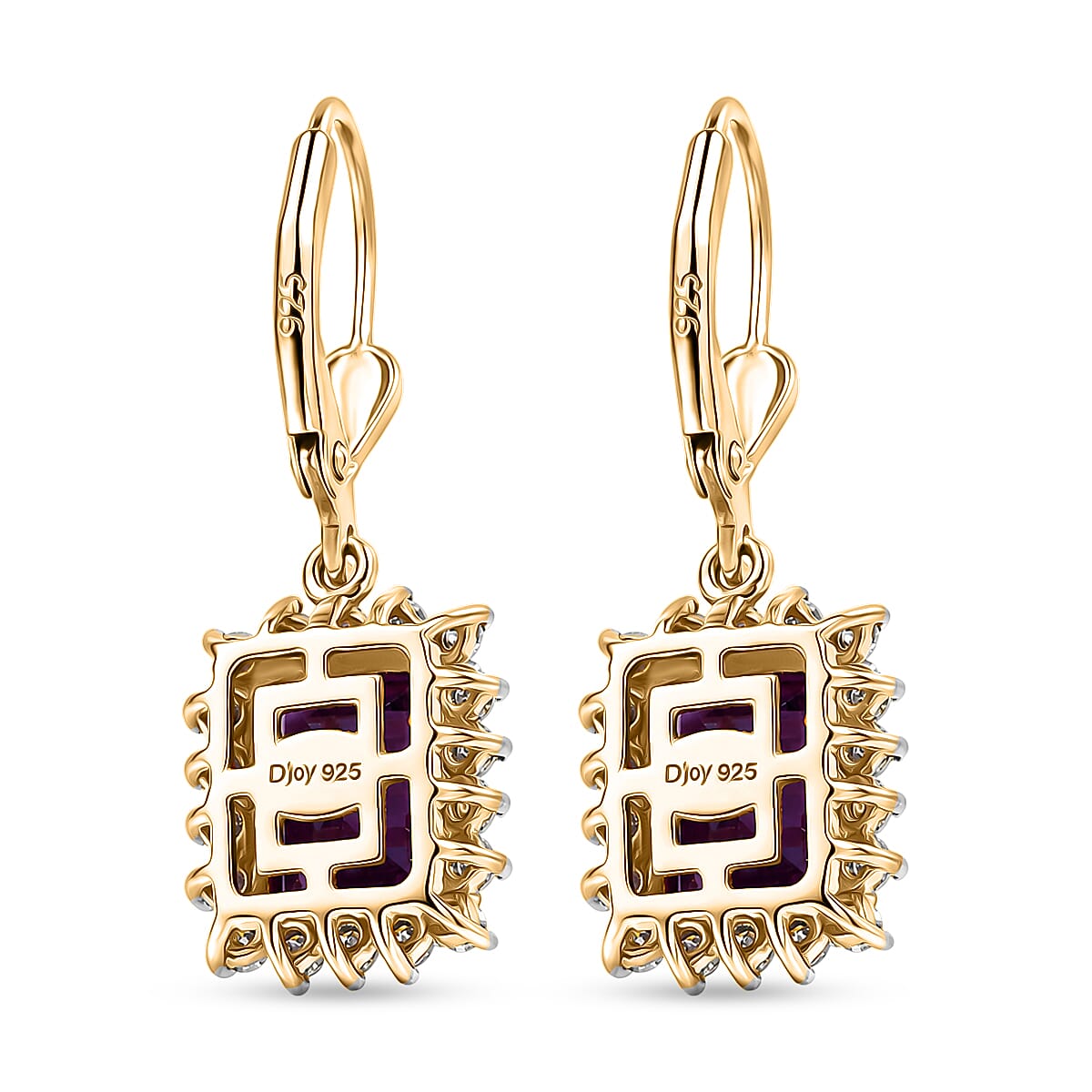 D'Joy Lab Grown Color Change Sapphire and Moissanite 6.80 ctw Earrings in 18K Vermeil Yellow Gold Over Sterling Silver image number 4