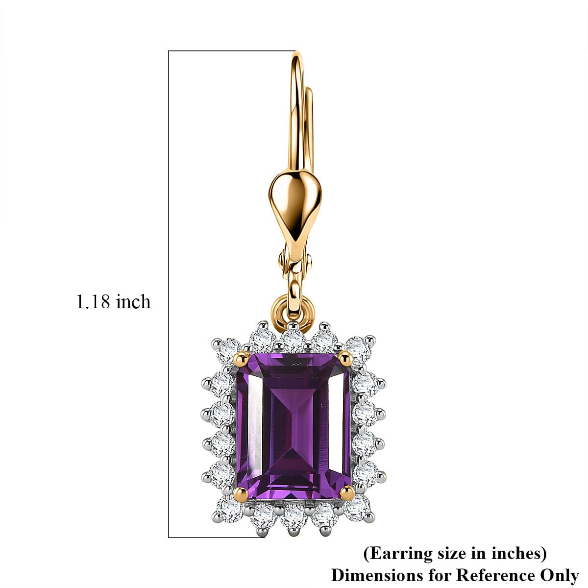 D'Joy Lab Grown Color Change Sapphire and Moissanite 6.80 ctw Earrings in 18K Vermeil Yellow Gold Over Sterling Silver