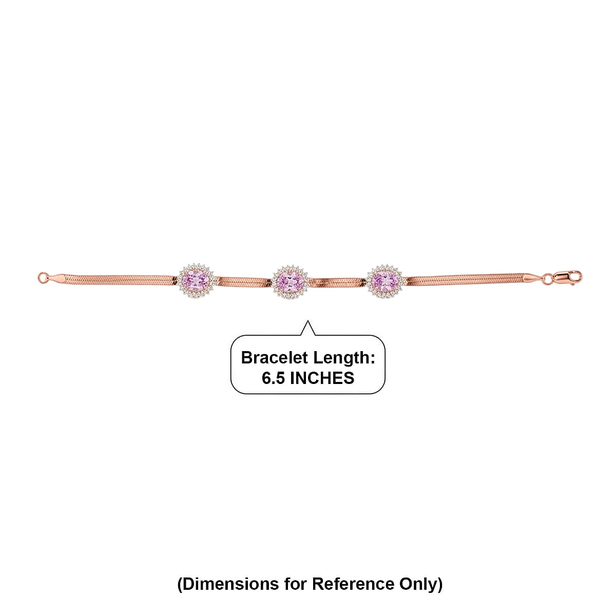 D'Joy Premium Martha Rocha Kunzite and White Zircon 7.60 ctw Blush Halo Stations Bracelet in 18K Vermeil Rose Gold Over Sterling Silver (6.50 In) image number 4