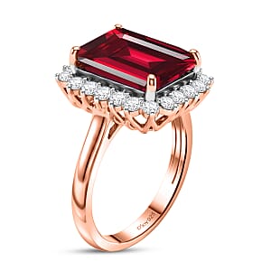D'Joy Lab Grown Ruby and Moissanite 9.25 ctw Ring in 18K Vermeil Rose Gold Over Sterling Silver (Size 5.5)