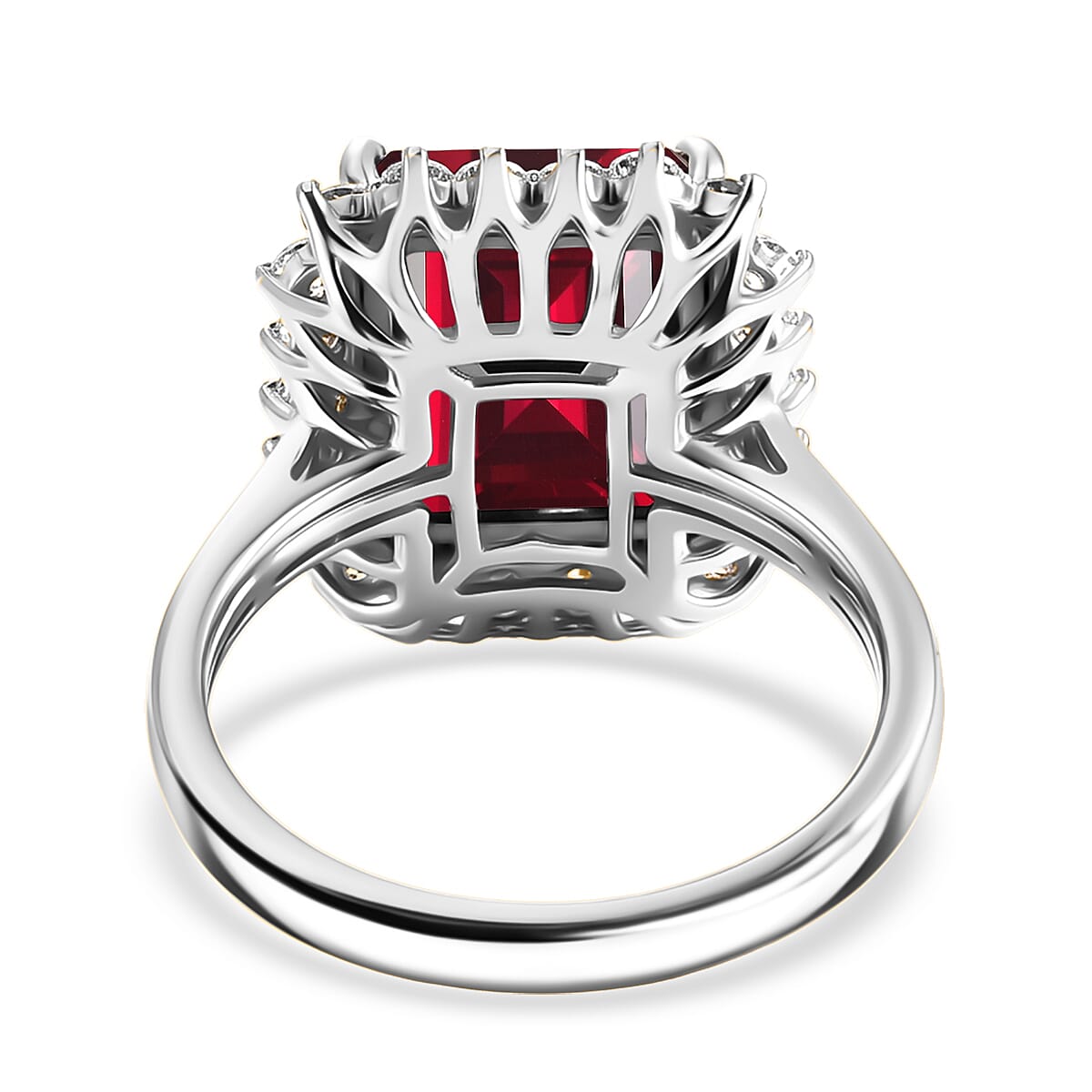 D'Joy Lab Grown Ruby and Moissanite 9.25 ctw Ring in Rhodium Over Sterling Silver (Size 6.0) image number 4