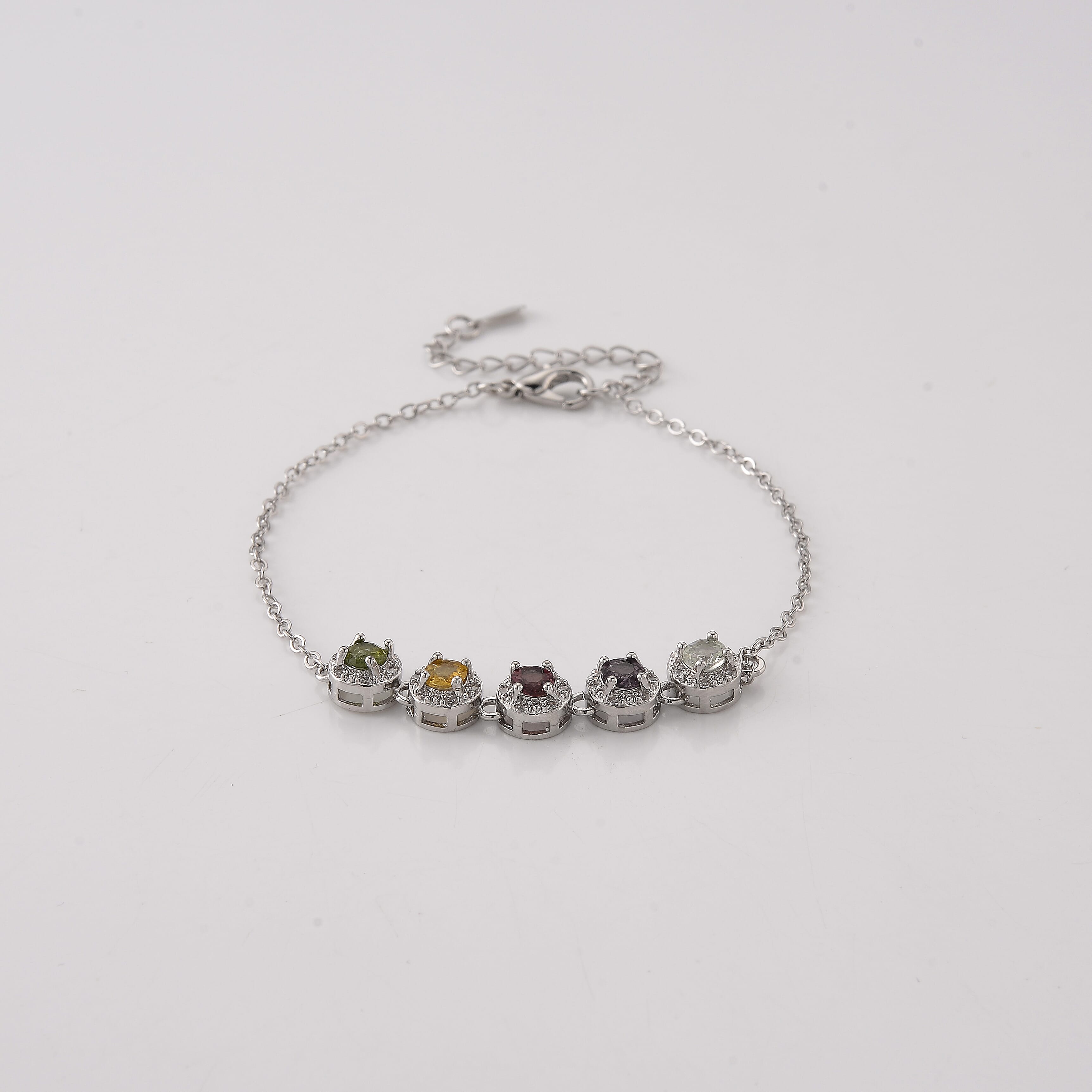 Multi-Tourmaline and Simulated Diamond 6.00 ctw Bracelet