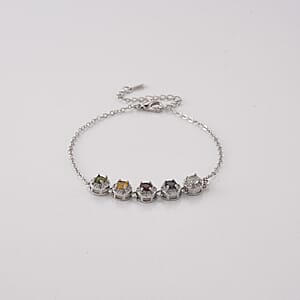 Multi-Tourmaline and Simulated Diamond 6.00 ctw Bracelet in Silvertone (6-7.25In)