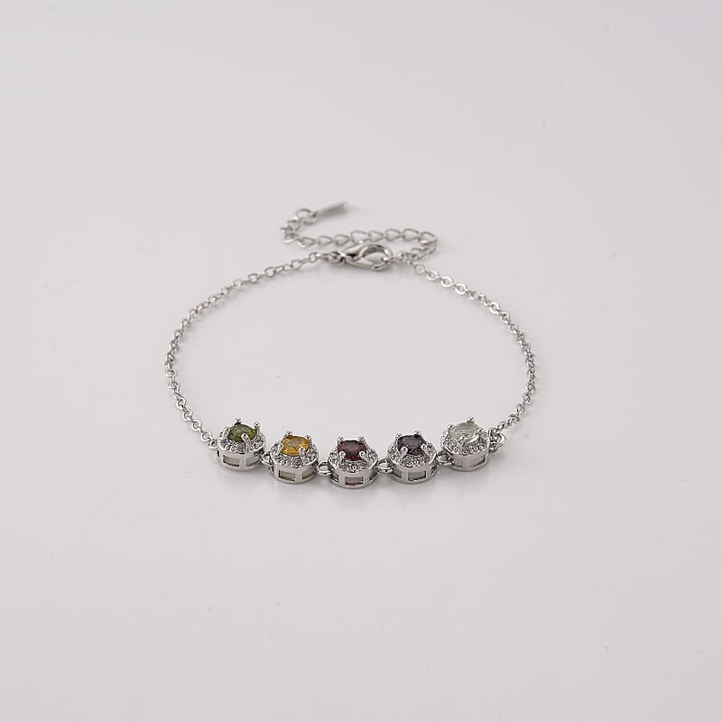 Multi-Tourmaline and Simulated Diamond 6.00 ctw Bracelet