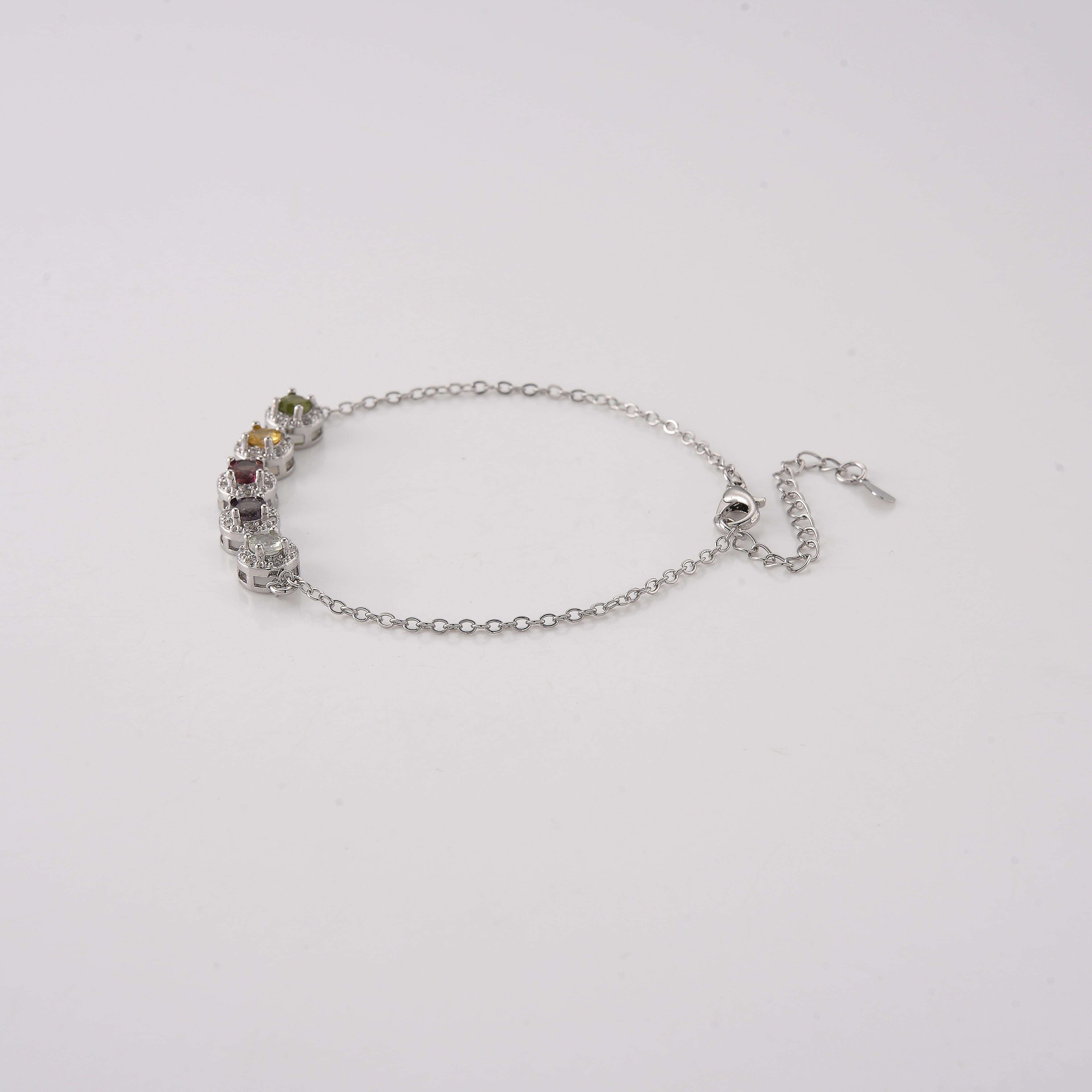 Multi-Tourmaline and Simulated Diamond 6.00 ctw Bracelet