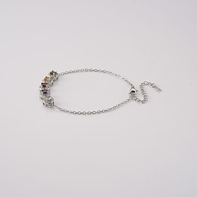 Multi-Tourmaline and Simulated Diamond 6.00 ctw Bracelet