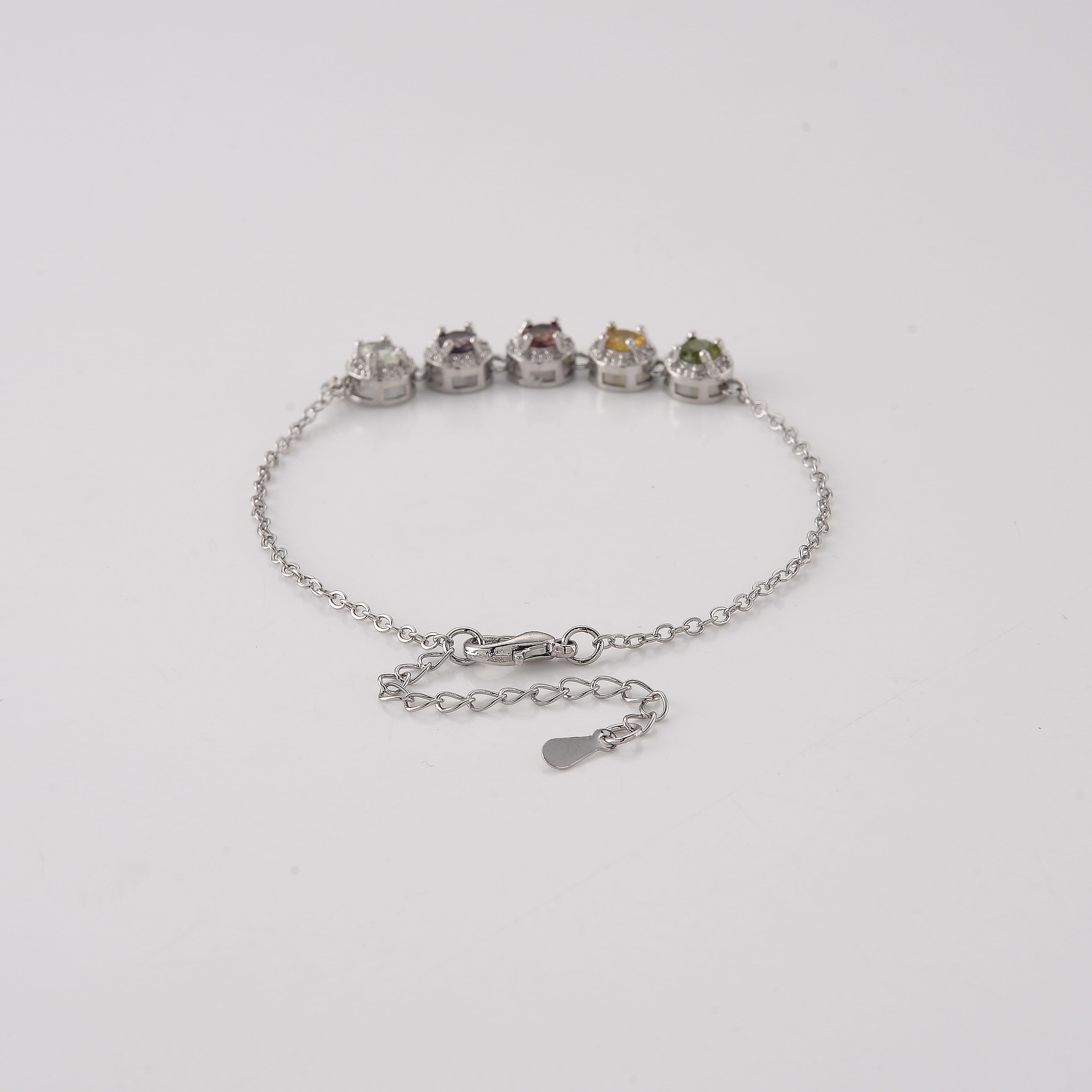 Multi-Tourmaline and Simulated Diamond 6.00 ctw Bracelet