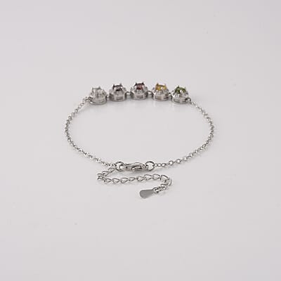 Multi-Tourmaline and Simulated Diamond 6.00 ctw Bracelet