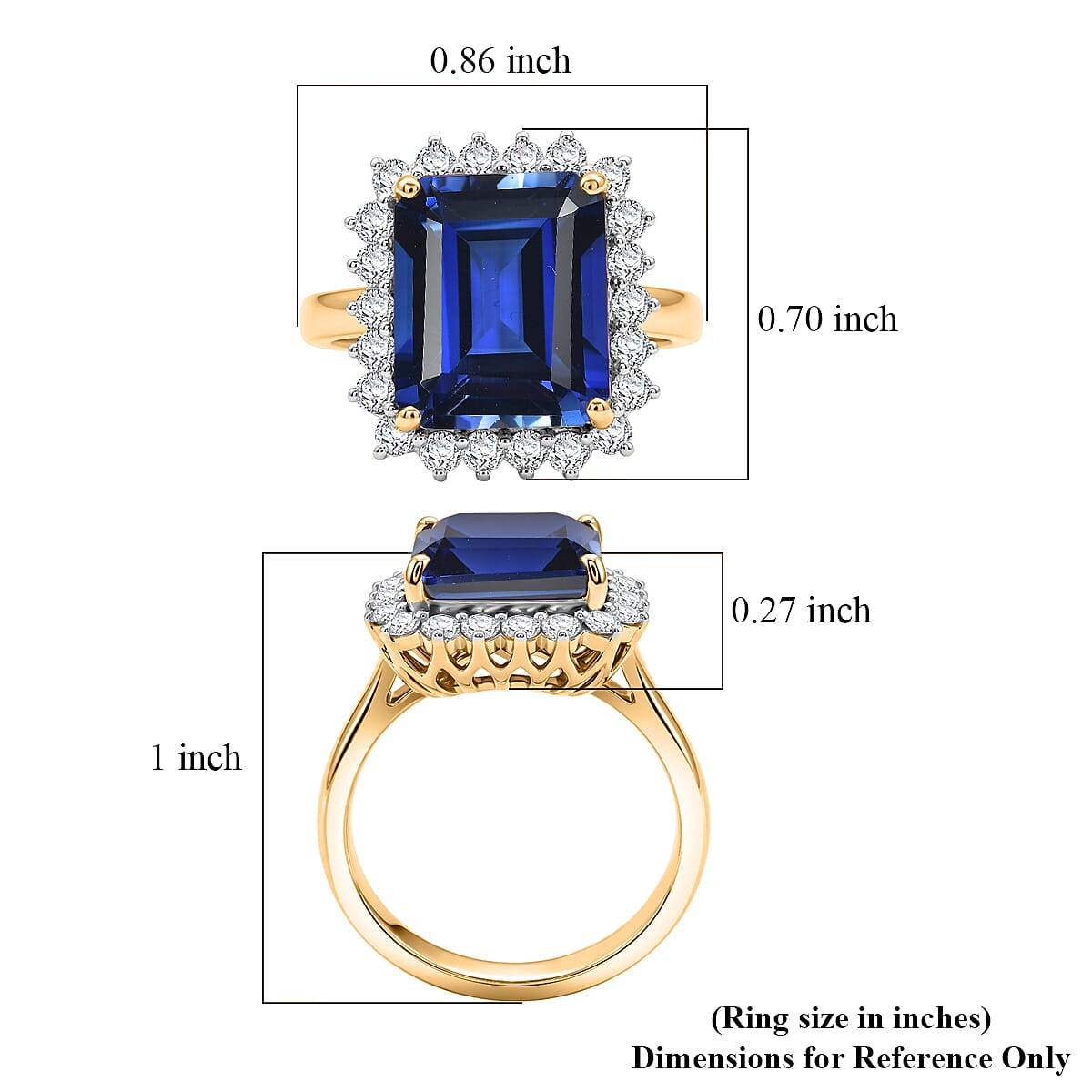 D'Joy Lab Grown Ceylon Blue Sapphire and Moissanite 9.25 ctw Ring in 18K Vermeil Yellow Gold Over Sterling Silver (Size 10.0) image number 5