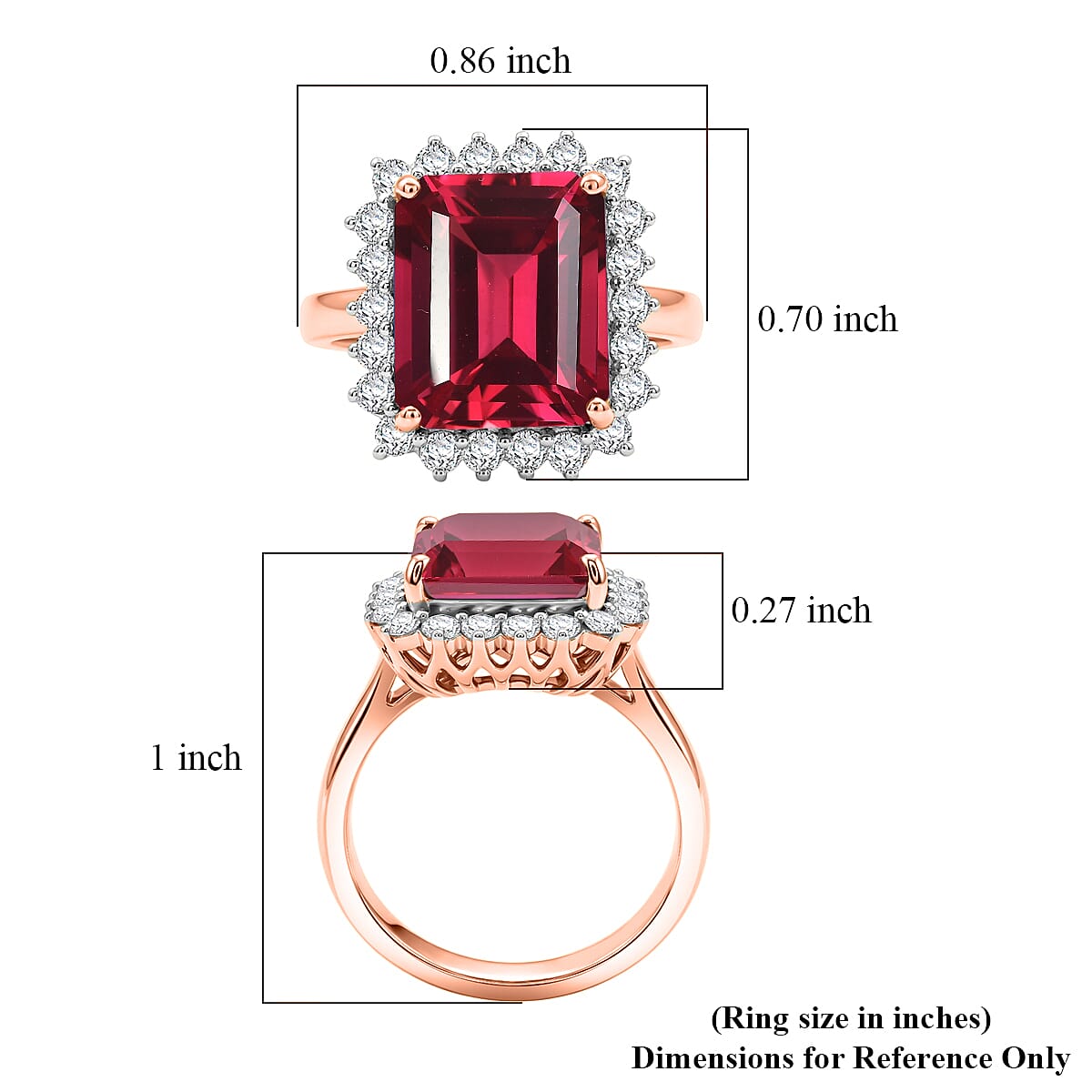 D'Joy Lab Grown Padparadscha Sapphire and Moissanite 9.25 ctw Ring in 18K Vermeil Rose Gold Over Sterling Silver (Size 12.0) image number 5