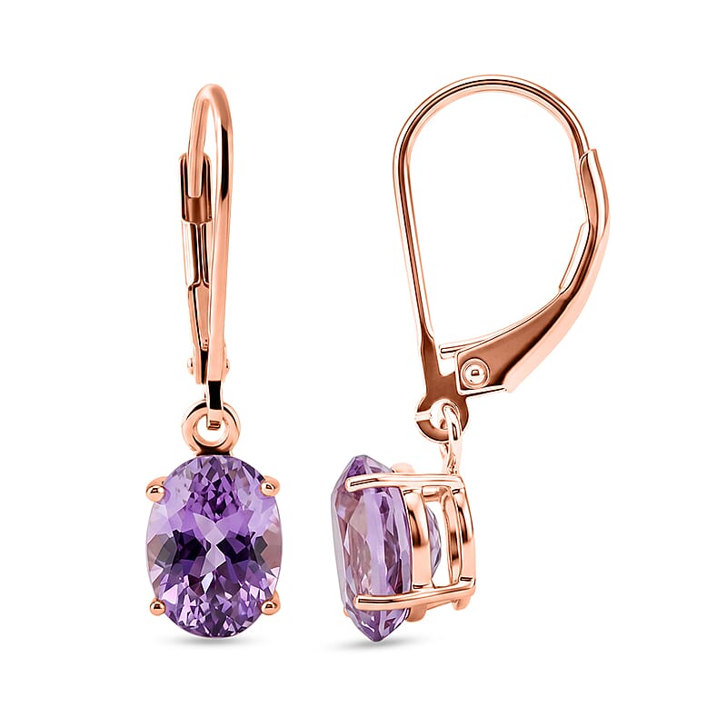 D'Joy AAA Martha Rocha Kunzite 3.50 ctw Blush Radiance Earrings in 18K Vermeil Rose Gold Over Sterling Silver