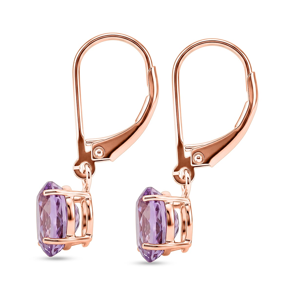 D'Joy AAA Martha Rocha Kunzite 3.50 ctw Blush Radiance Earrings in 18K Vermeil Rose Gold Over Sterling Silver