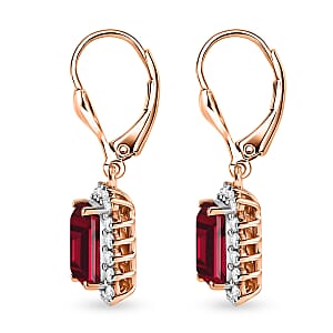 D'Joy Lab Grown Ruby and Moissanite 6.80 ctw Earrings in 18K Vermeil Rose Gold Over Sterling Silver