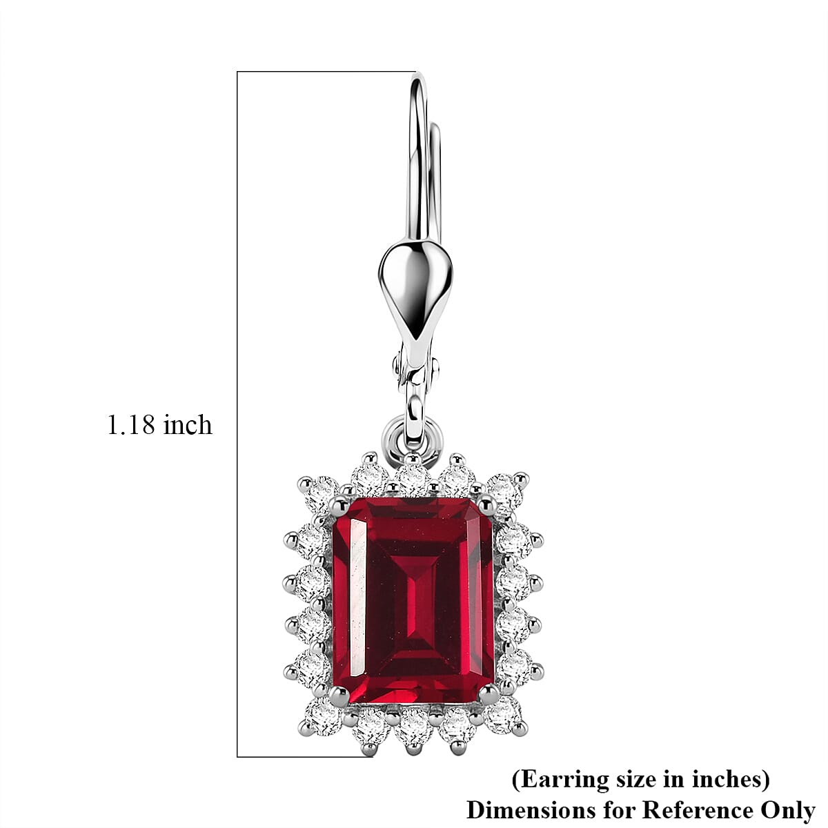 D'Joy Lab Grown Ruby and Moissanite 6.80 ctw Earrings in Rhodium Over Sterling Silver image number 5