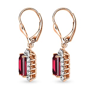 D'Joy Lab Grown Padparadscha Sapphire and Moissanite 6.80 ctw Earrings in 18K Vermeil Rose Gold Over Sterling Silver