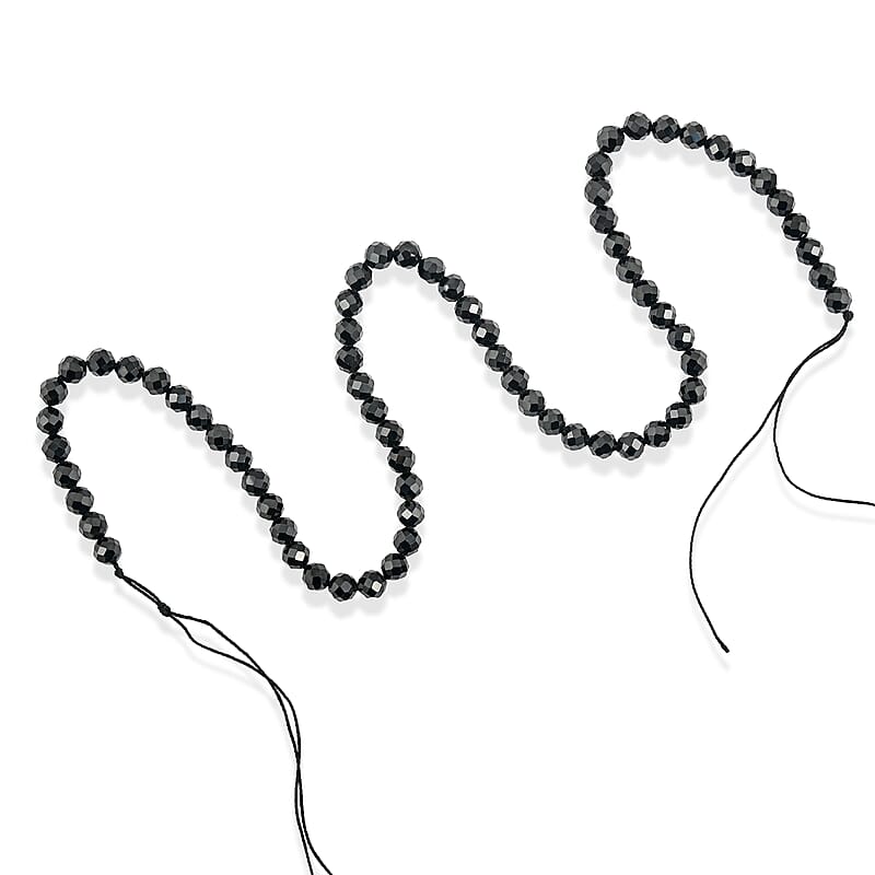 GCS Black Spinel Round Beaded Strand (15.5 Inches) 117.70 ctw