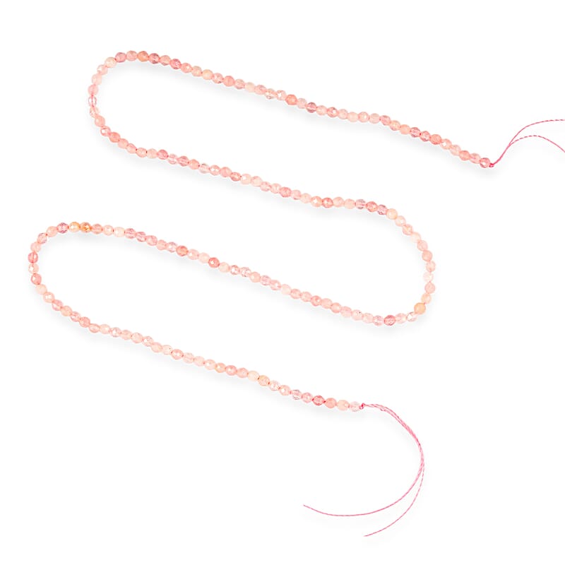 GCS Round Galilea Rose Quartz 17.40 ctw Beaded Strand (15.5 Inches)