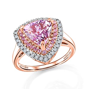 D'Joy Premium Martha Rocha Kunzite and Multi Gemstone 3.85 ctw Blush Crown Triangle Ring in 18K Vermeil Rose Gold Over Sterling Silver (Size 6.0)