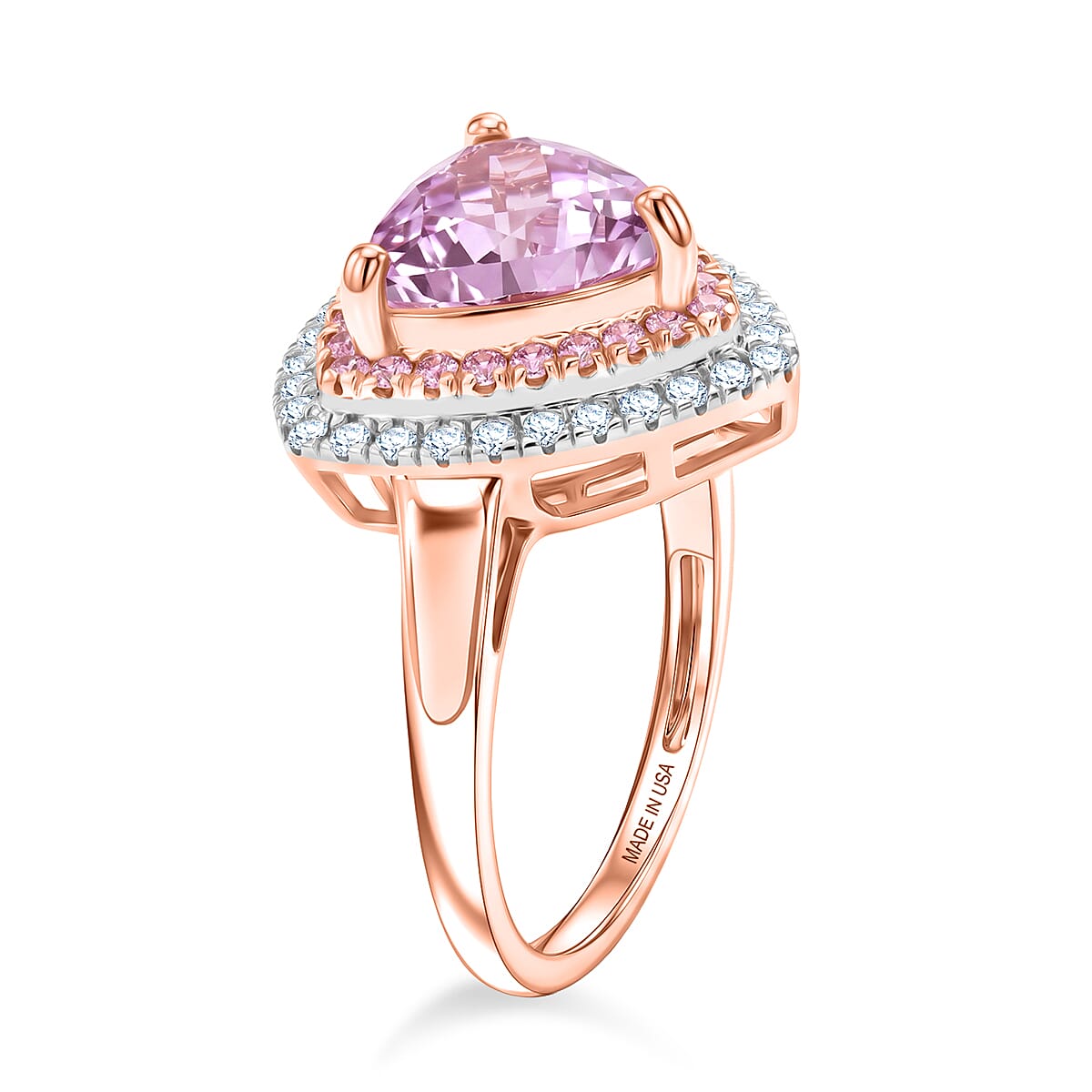 D'Joy Premium Martha Rocha Kunzite and Multi Gemstone 3.85 ctw Blush Crown Triangle Ring in 18K Vermeil Rose Gold Over Sterling Silver (Size 6.0) image number 3