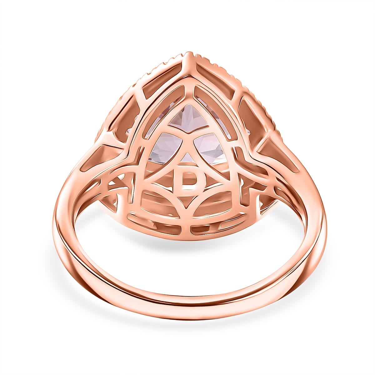 D'Joy Premium Martha Rocha Kunzite and Multi Gemstone 3.85 ctw Blush Crown Triangle Ring in 18K Vermeil Rose Gold Over Sterling Silver (Size 6.0)