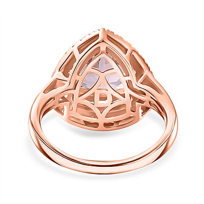 D'Joy Premium Martha Rocha Kunzite and Multi Gemstone 3.85 ctw Blush Crown Triangle Ring in 18K Vermeil Rose Gold Over Sterling Silver (Size 6.0)