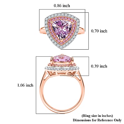 D'Joy Premium Martha Rocha Kunzite and Multi Gemstone 3.85 ctw Blush Crown Triangle Ring in 18K Vermeil Rose Gold Over Sterling Silver (Size 6.0)