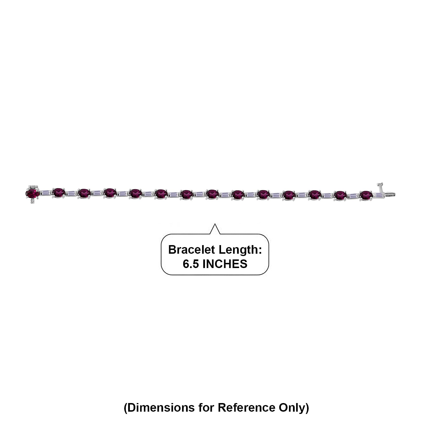 D'Joy Premium Radiant Ember Garnet and Moissanite 10.00 ctw Rose Radiance Bracelet in Rhodium Over Sterling Silver (6.50 In)