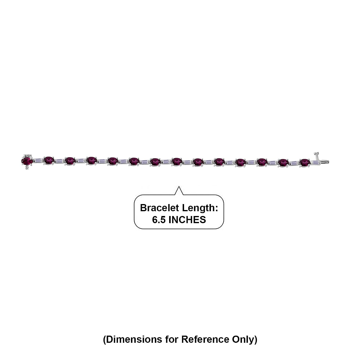 D'Joy Premium Radiant Ember Garnet and Moissanite 10.00 ctw Rose Radiance Bracelet in Rhodium Over Sterling Silver (6.50 In) image number 4