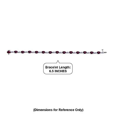 D'Joy Premium Radiant Ember Garnet and Moissanite 10.00 ctw Rose Radiance Bracelet in Rhodium Over Sterling Silver (6.50 In)