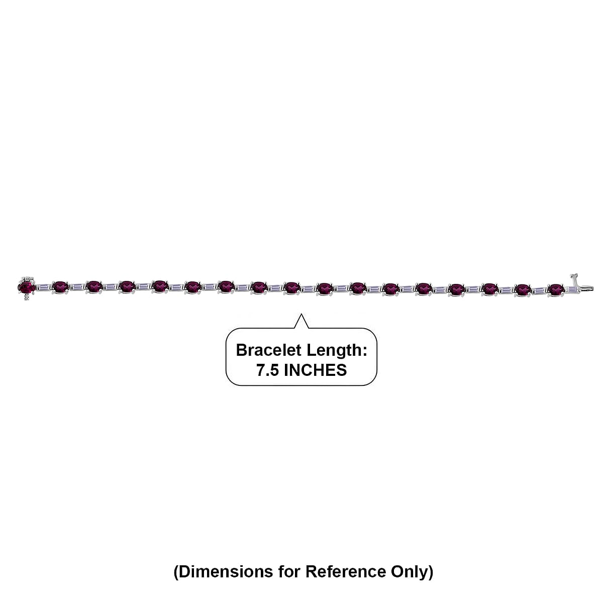 D'Joy Premium Radiant Ember Garnet and Moissanite 10.60 ctw Rose Radiance Bracelet in Rhodium Over Sterling Silver (7.25 In) image number 4