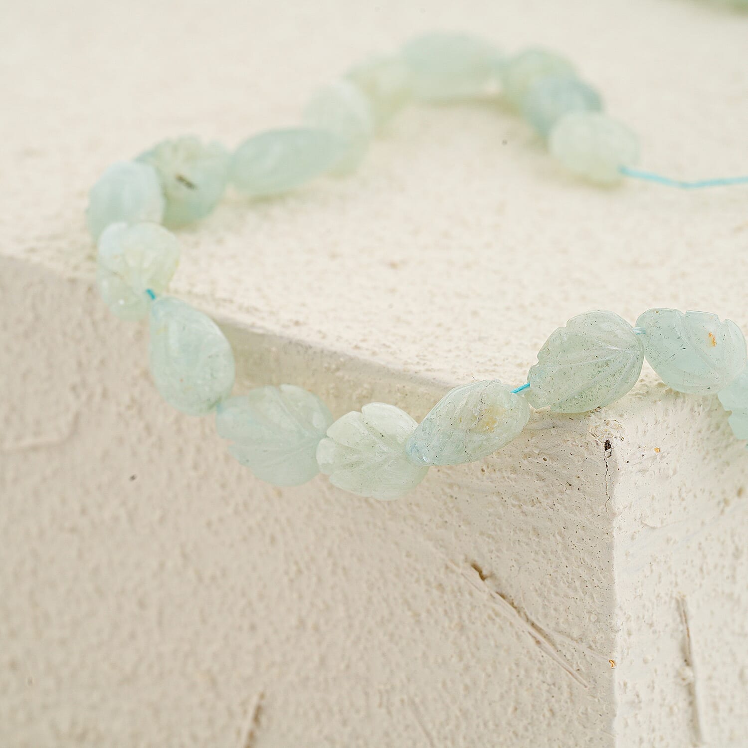 GCS Drop Carved Aquamarine Beaded Strand (14 Inches) 81.55 ctw