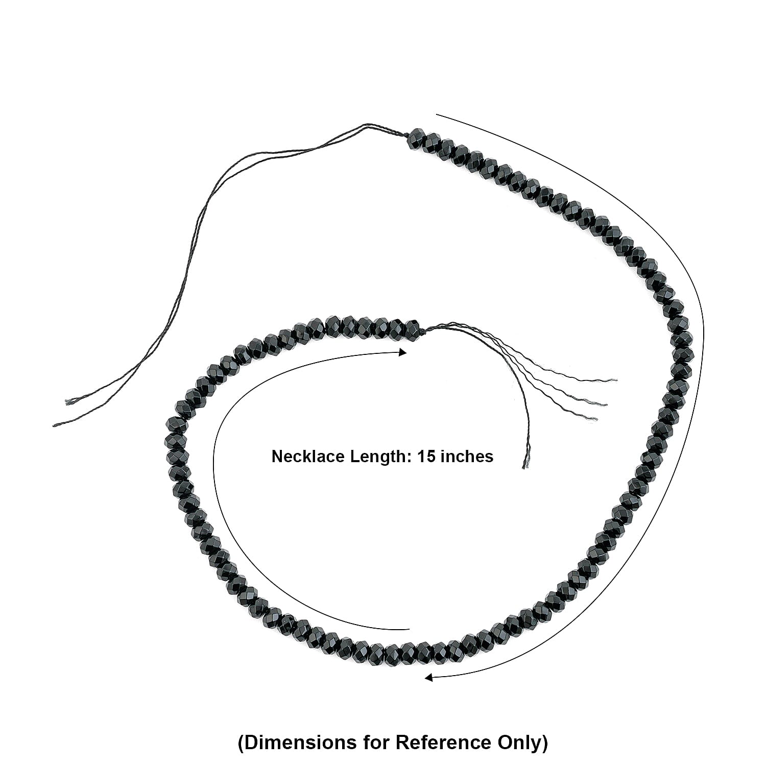 GCS Black Agate 99.55 ctw Round Beaded Strand (15 Inches)